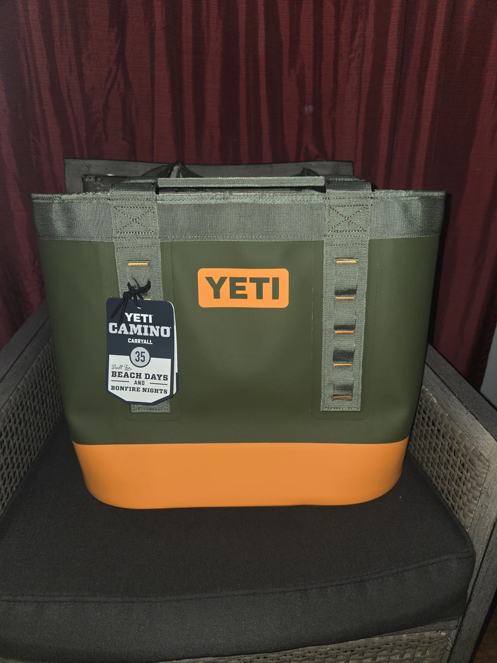 Limited Edition YETI Camino 35 Carryall Olive King Crab Orange Cooler Tote Nwt